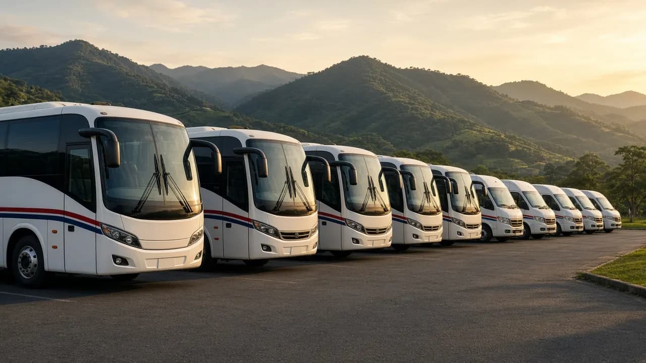 Flota de buses y vans de la empresa