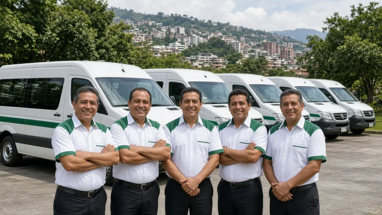 Conductores de la cooperativa frente a la flota